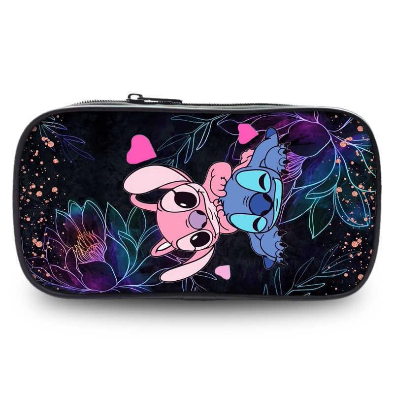 Charming Stitch Student Pencil Case Durable Polyester Cartoon Stationery Holder