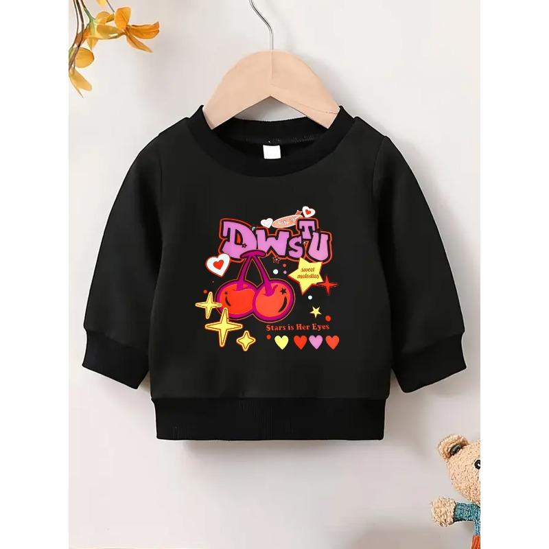 European sizes Adorable Cherry Print Sweatshirt for Kids, Designed for Infants Aged 0-3 Years, Perfect for Outdoor Wear