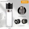 Men's High-Grade Borosilicate Tea Brewing Cup with One-Button Open Lid - Double-Layer Glass for Tea Separation