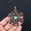 Бирюзовый драгоценный камень из чистой медной проволоки, обернутый подвеской ручной работы, ювелирное изделие для подарка