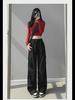Women's High-Waist Gray Wide-Leg Casual Sports Pants - Spring/Autumn 2023 Collection