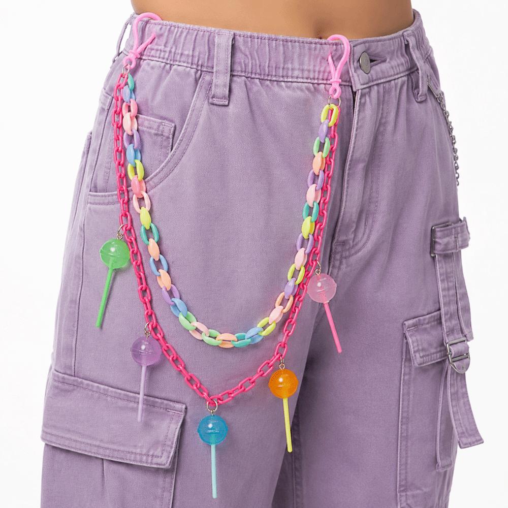 Double-layer Rainbow Pant Chain Candy-colored Resin Chain Keychain Acrylic Trousers Chains Girls