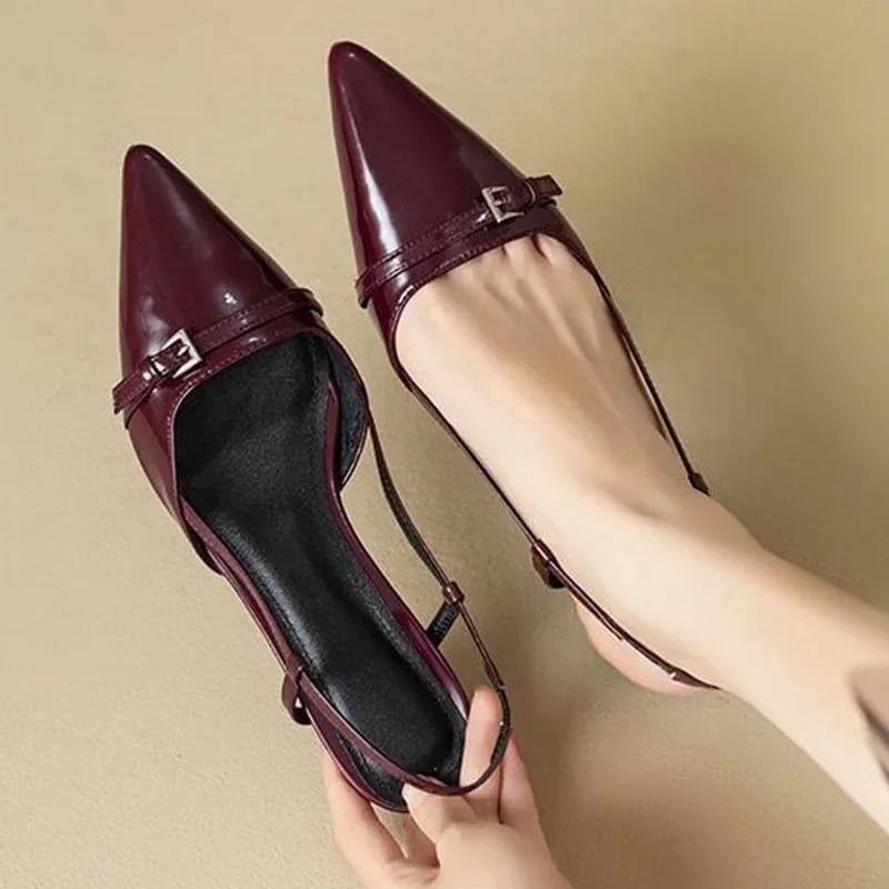 Fashion Pointed Toe Sexy Mid Heels Party Shoes Women Sandals Designer Summer Brand Pumps Slingback Casual Shoes Dress Slippers 2024 New