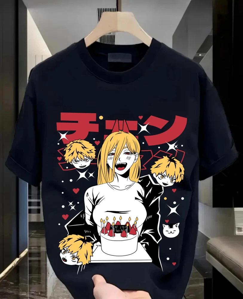 Anime Chainsaw Unisex Denji X Power Black T Shirt Unisex Style