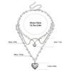 Multilayer Clavicle Chain Stylish Pearls Heart Neckachain Love Pendant Necklace for Women Girls Unique Jewelry Gift