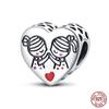 100% Copper Heart Shaped Warm Family Charm Beads Fit Qikaola Original Bracelets Fine Diy Mother'S Day Jewelry Gifts