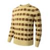 Men's Checkered Round Neck Knit Long Sleeved Pullover Sweater