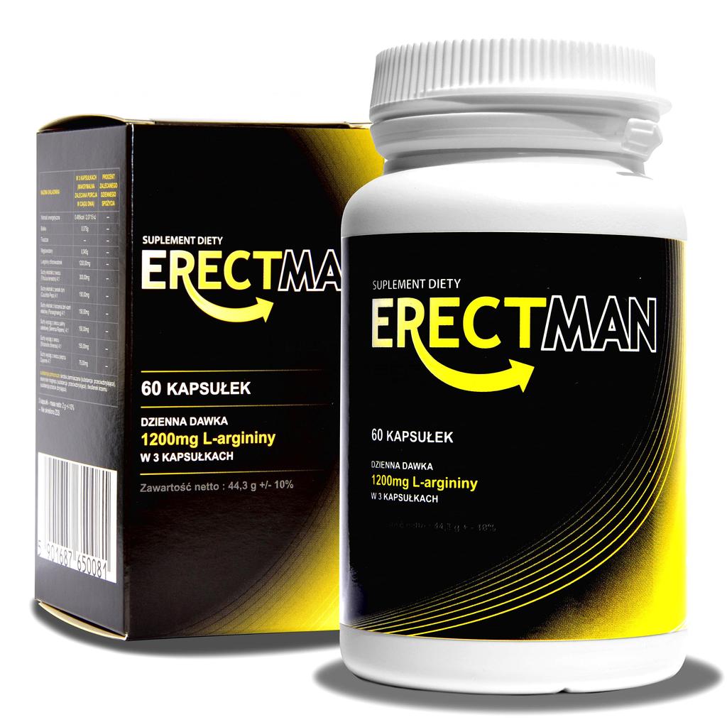Таблетки ErectMan, добавка, поддерживающая увеличение жизненной силы, 60 капсул