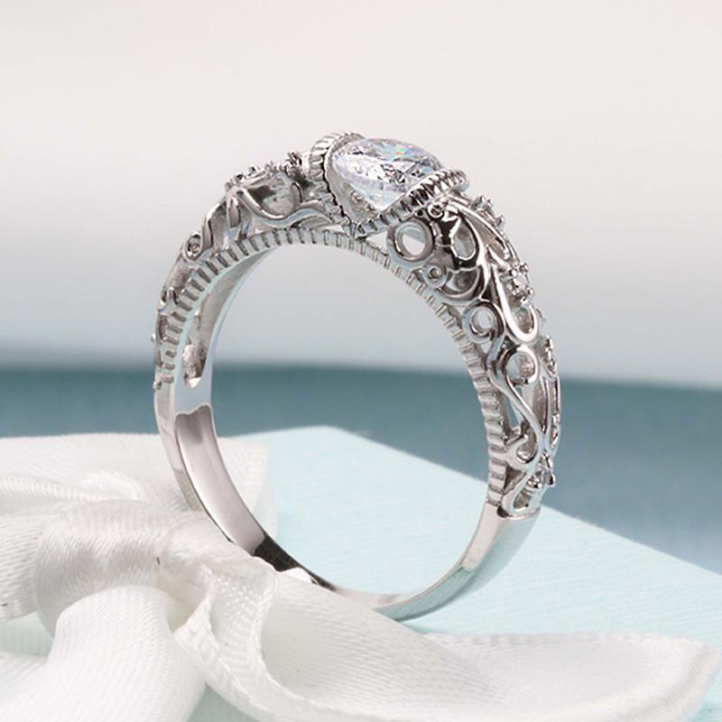 Подарки мода изящный циркон винтаж свадебные украшения женщины изящное помолвка 1шт любовь обручальное кольцо ручной работы