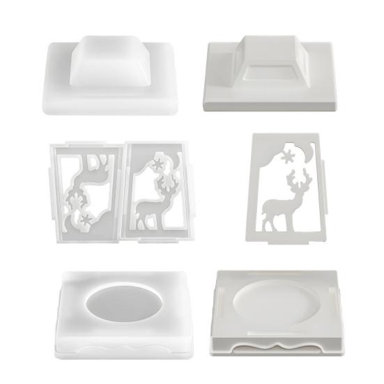 Форма для подсвечника на Рождество Гибкая антипригарная силиконовая форма Форма для литья рождественского фонаря из смолы гипса Лось Снежинка Снеговик Подсвечник