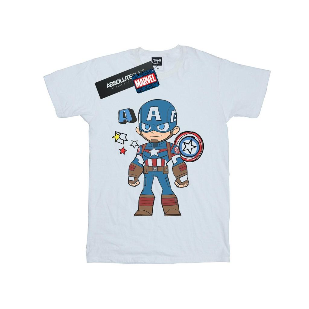Marvel Womens/Ladies Captain America Sketch Cotton Boyfriend T-Shirt