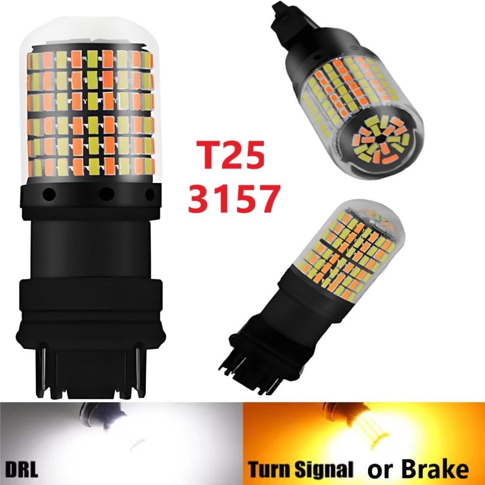 2Pcs 1157 BAY15D LED Light 3014 168SMD White Amber Double Color Switch DRL P21/5W For Car Turn Signal Lamp Reverse Lamp Bulb