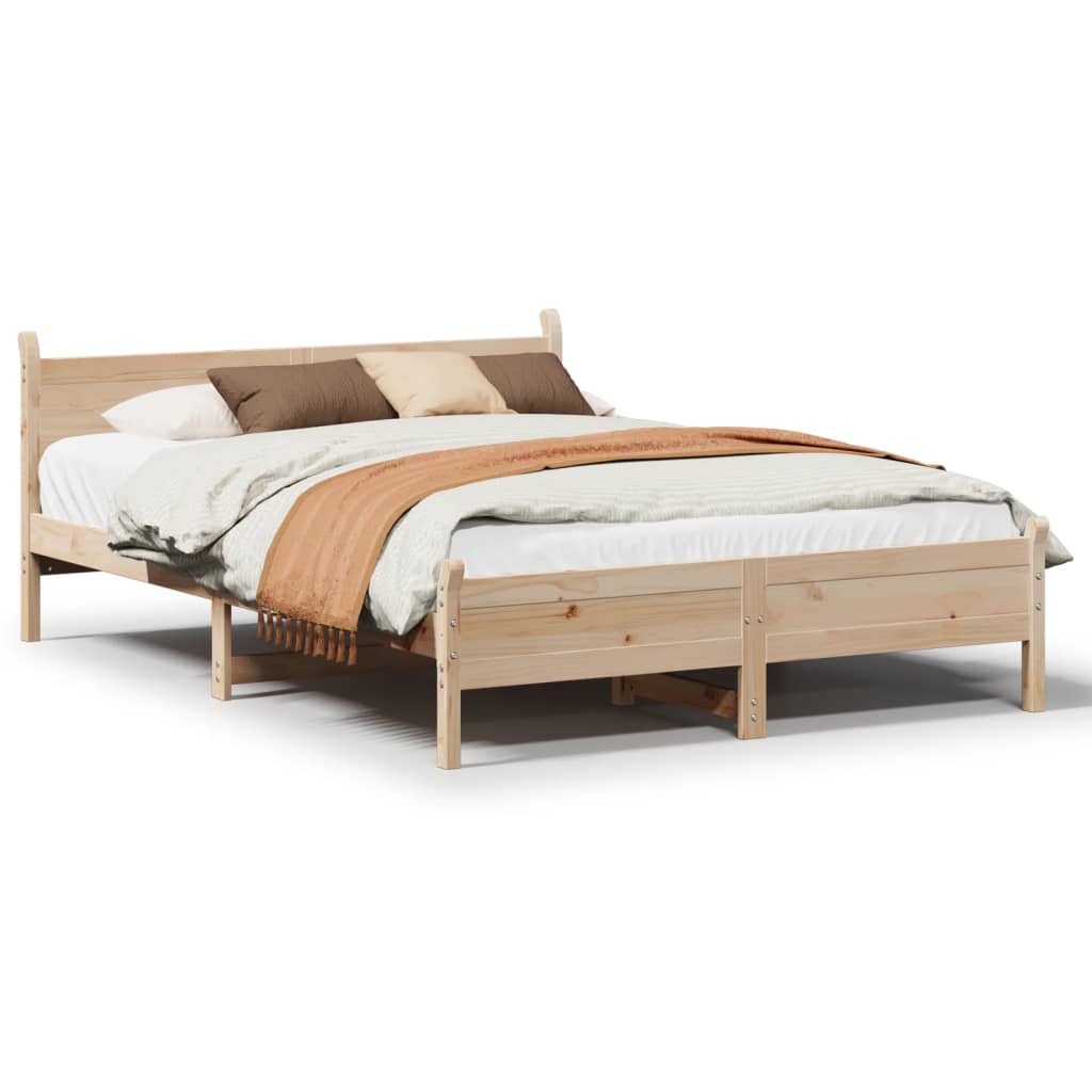 Solid Wood Bed without Mattress 135 x 190 cm Pine Wood
