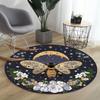 Bohemian Bee & Floral Round Rug Collection Non Slip Wear Resistant Soft Washable Living Room Bedroom Decor Rug