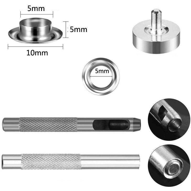 Fashion 100 Sets of Inner Diameter 5mm Eyelets + Tools Boxed Copper Eyelet Button Shoes Clothing Gift Bag Eyelet Button