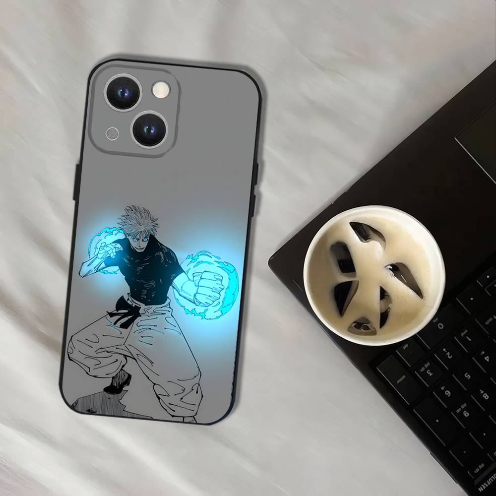Аниме Чехол для телефона Годжо С-Сатору для iPhone 17,16,15,14,13,12,11, Pro, XS, Max, XR, Plus, E, SE4, Mini Черная Мягкая Обложка