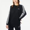 Adidas Neo Striped Crew Neck Pullover Warm Sports Long Sleeve Sweatshirt Women Tops White Black GJ8745