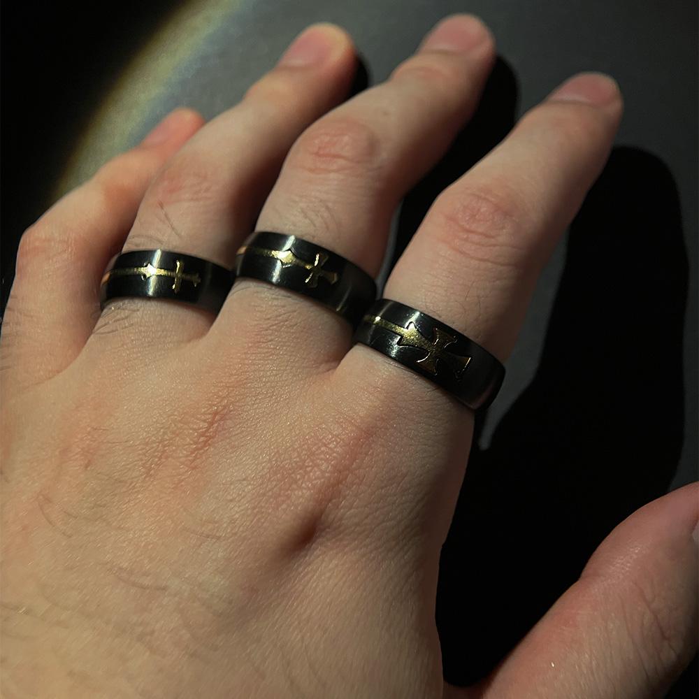 Полое Съемное Золотое Кольцо с Крестом для Мужчин из Нержавеющей Стали Кольцо Croix de Guerre Металлические Унисекс Аксессуары Дизайнер Циркон Подарок