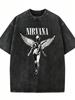 Винтажная стирка Nirvana Ангел 90-х Гранж Свободная Унисекс Футболка для Музыкального Фаната