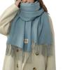 Double-sided Two Colors Scarf Simple Basic Imitation Cashmere Tassel Shawl Autumn Winter Unisex Coldproof Neck Guard Scarf