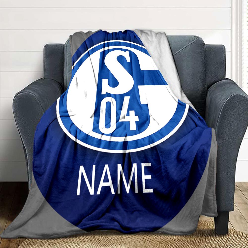 Custom Name Schalke Team Crest blanket for Couch & Bed, Plush Cozy Fuzzy Blanket Super Soft & Warm Blankets for Fall and Winter. 0908259