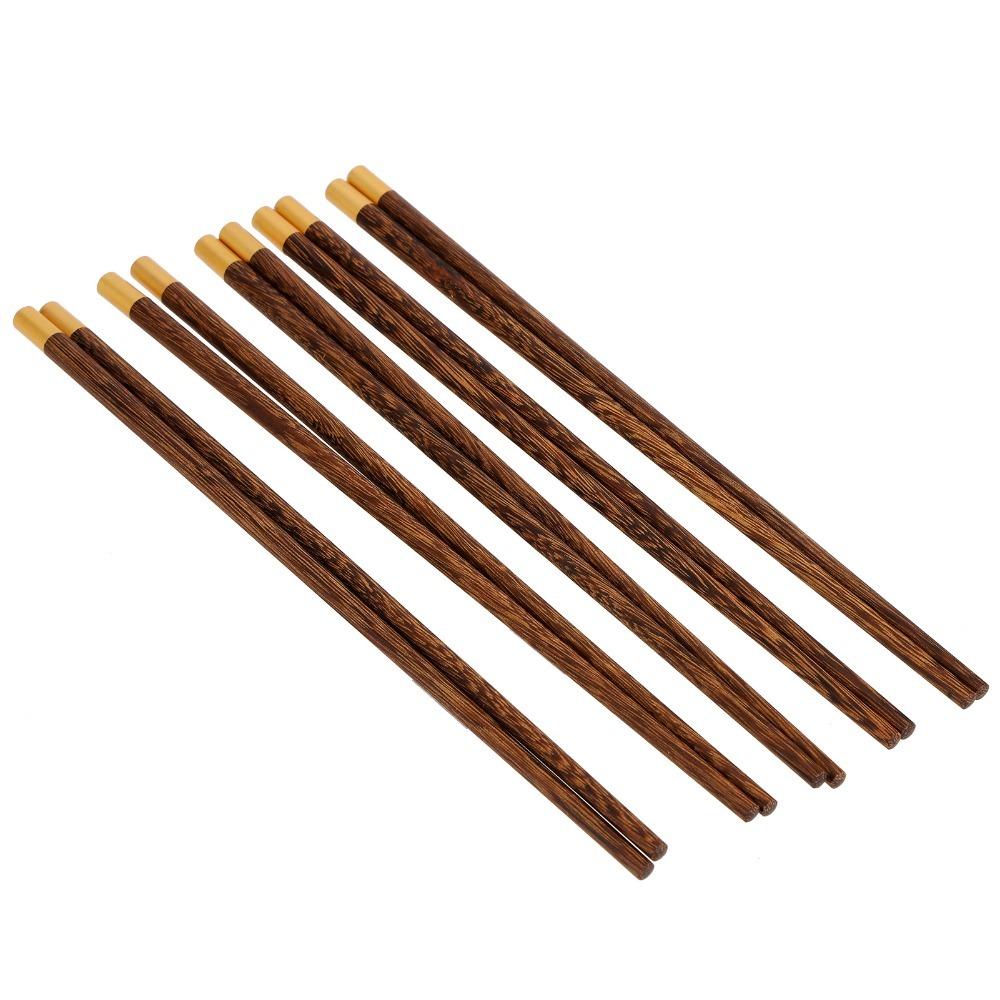 5Pair Wood Food Chopsticks Polished Edge Hotpot Chopsticks Reusable Chopsticks Set Restaurant