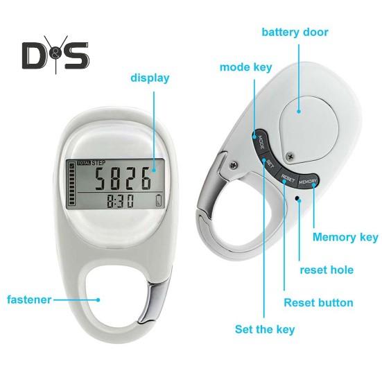 3D счетчик шагов, простой шагомер для ходьбы с карабином, точный зажим, трекер шагов для мужчин, женщин, детей, пожилых людей