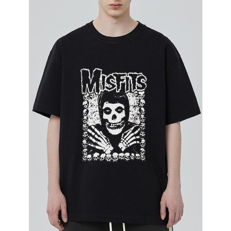 Черная футболка Misfits Логотип Черепа Принт Группы Повседневная Уличная Одежда Мужская Верхняя Одежда Одежда для Музыкального Фестиваля