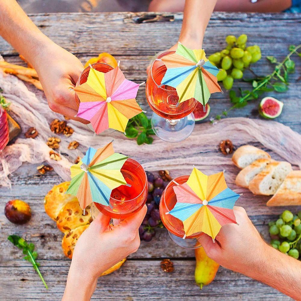 50Pcs Multicolored Cocktail Picks Mini Drink Umbrellas Cocktail Drink Umbrellas Drinks Garnish