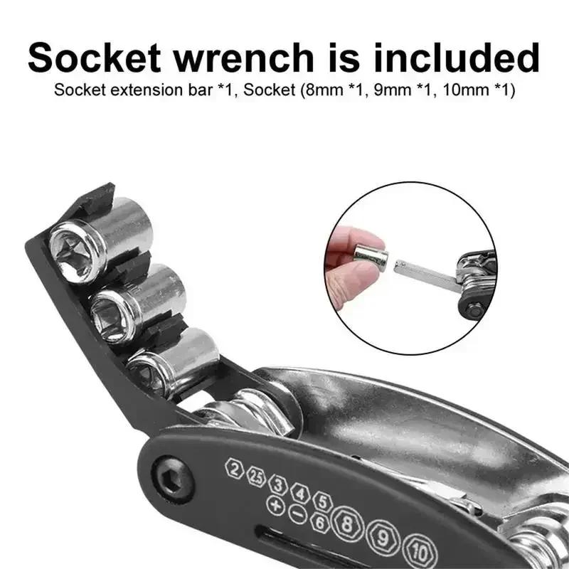 Durable 16-in-1 Cycling Multi Tool - Ergonomic Bike Repair Kit for Road/Mountain Bicycles