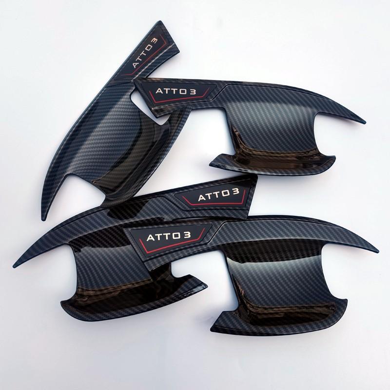 For BYD Atto3 Atto 3 2022  Car Accessories ABS Carbon Fiber Style Door Handle Bowl Cover Trim Protective Cover