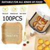 100pcs Air Fryer Liner Disposable Paper Tray Non-Stick Parchment Mat Oil-proof Liner Non-Stick Mat for Kitchen Oven Baking Paper