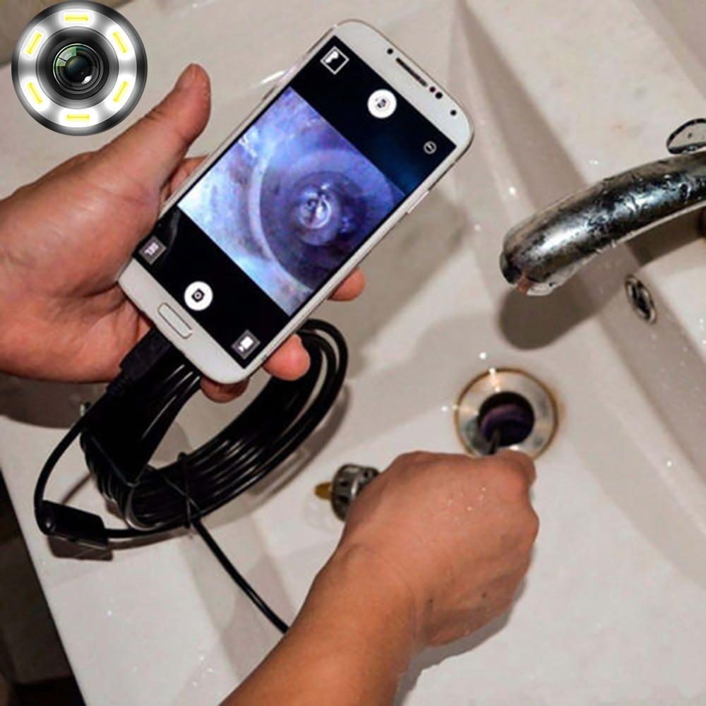 7MM IP67 Waterproof Endoscope Camera 6 LEDs Adjustable USB Android Flexible Inspection Borescope Cameras for Phone PC
