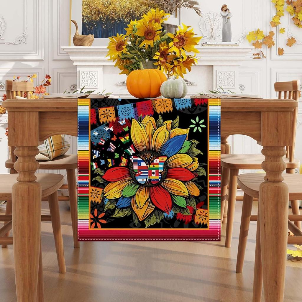 Linen Hispanic Heritage Month Table Runner 72 Inches Long National 22 Spanish Speaking Countries Latino Heritage Month Decorations and Supplies for