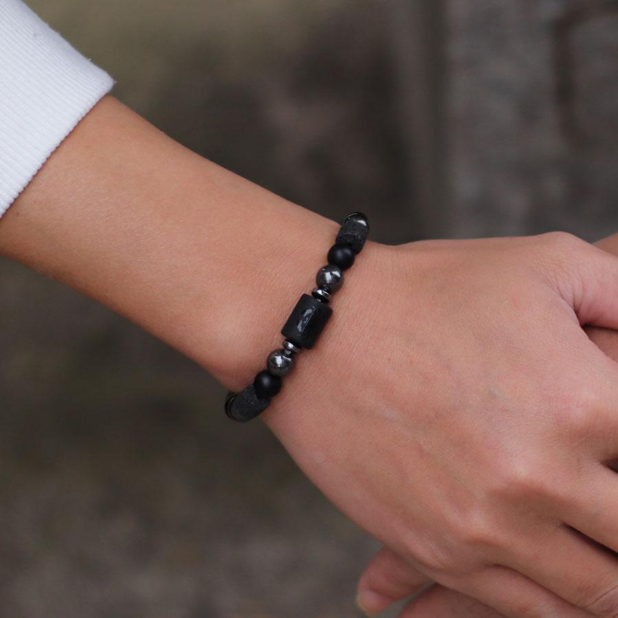 Twelve Constellations Men Bracelet Obsidian Lava Stone Braclet Retro Beads Hematite Yoga Healing Braslet Couple Wrist Accessories Gift For Him