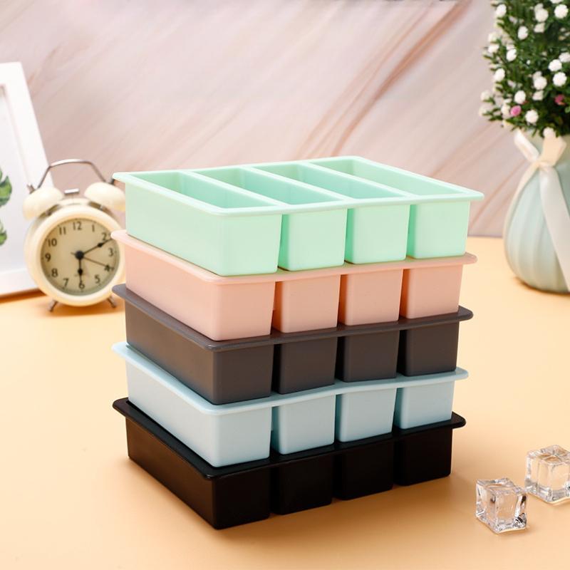 4 Grid Giant Silicone Ice Cubes Long Strip Square Whiskey Ice Tray Mold Non-toxic Durable Large Ice Mold Barware Cocktail Tools 6