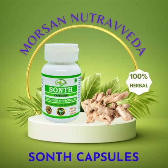 Morsan Nutraveda Sonth (Ginger, Zingiber Officinale) Extract Capsule | 60 X 500 Mg Veg Capsules | Eases Nausea, Supports Natural Inflammatory Balance
