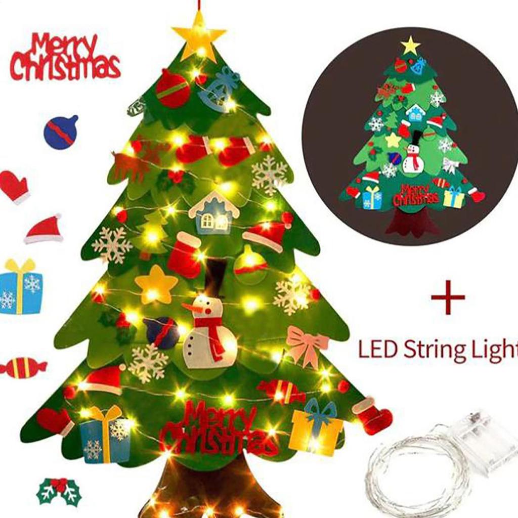 DIY Felt Christmas Tree Set Christmas Felt Tree for Kids Toddlers with 21pcs Detachable Ornaments for Christmas Home Decoration