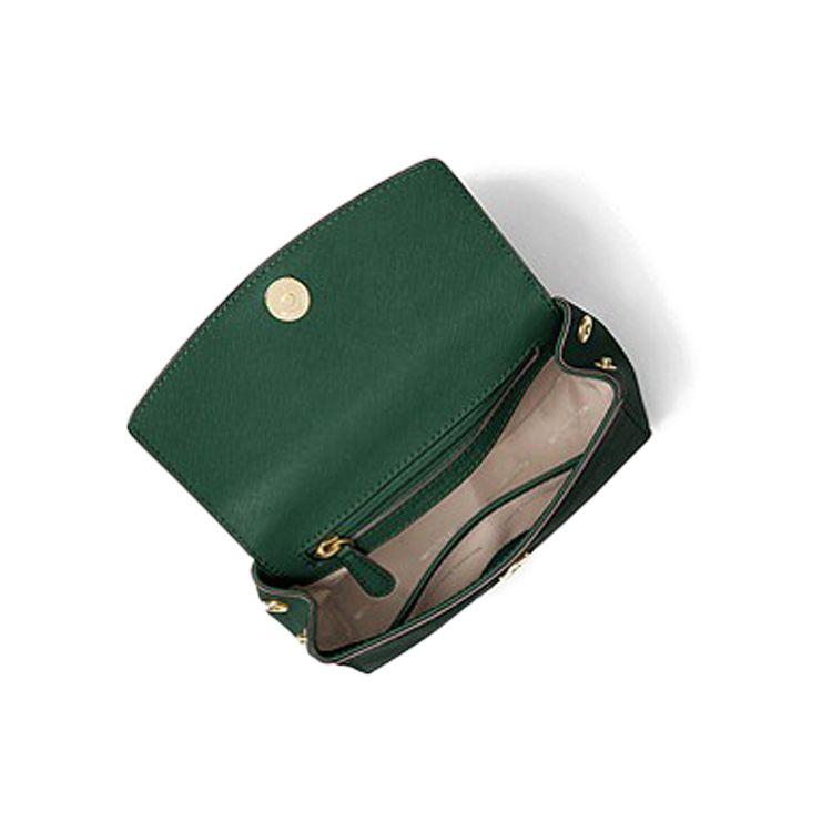 Michael Kors MK Ava Винтажный Логотип Сумка на плечо через тело с клапаном Кожаная Мини Сумка Женские сумки Темно-Зеленый 32F5GAVC1L-MOSS