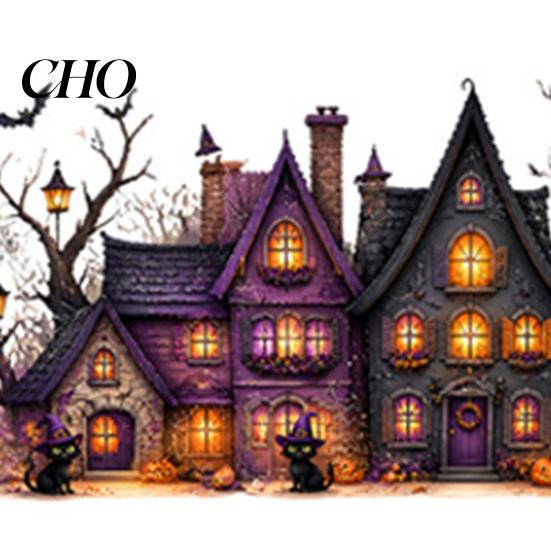 Spooky Party Window Decor 2 Sheets/Set Halloween Stickers, Retro Haunted Castle Sticker, Static Cling Ghost Bat Black Cat Decals Spider Web