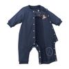MIKI HOUSE Coverall Romper with Logo Long Made in for Boys and Baby Navy Bear, Sleeve, Japan, Girls, Clothes, Kids' Clothing, 80cm, Blue, 13-1201-684