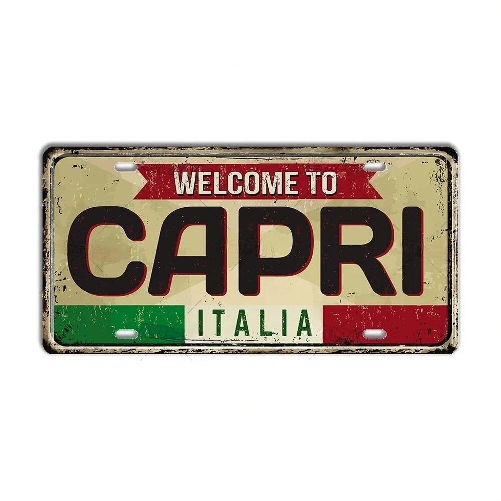 FJ Metal Tin Signs ITALY License Plate City State Tin Plaque Landmark Posters Wall Garage Bar Pub Decors