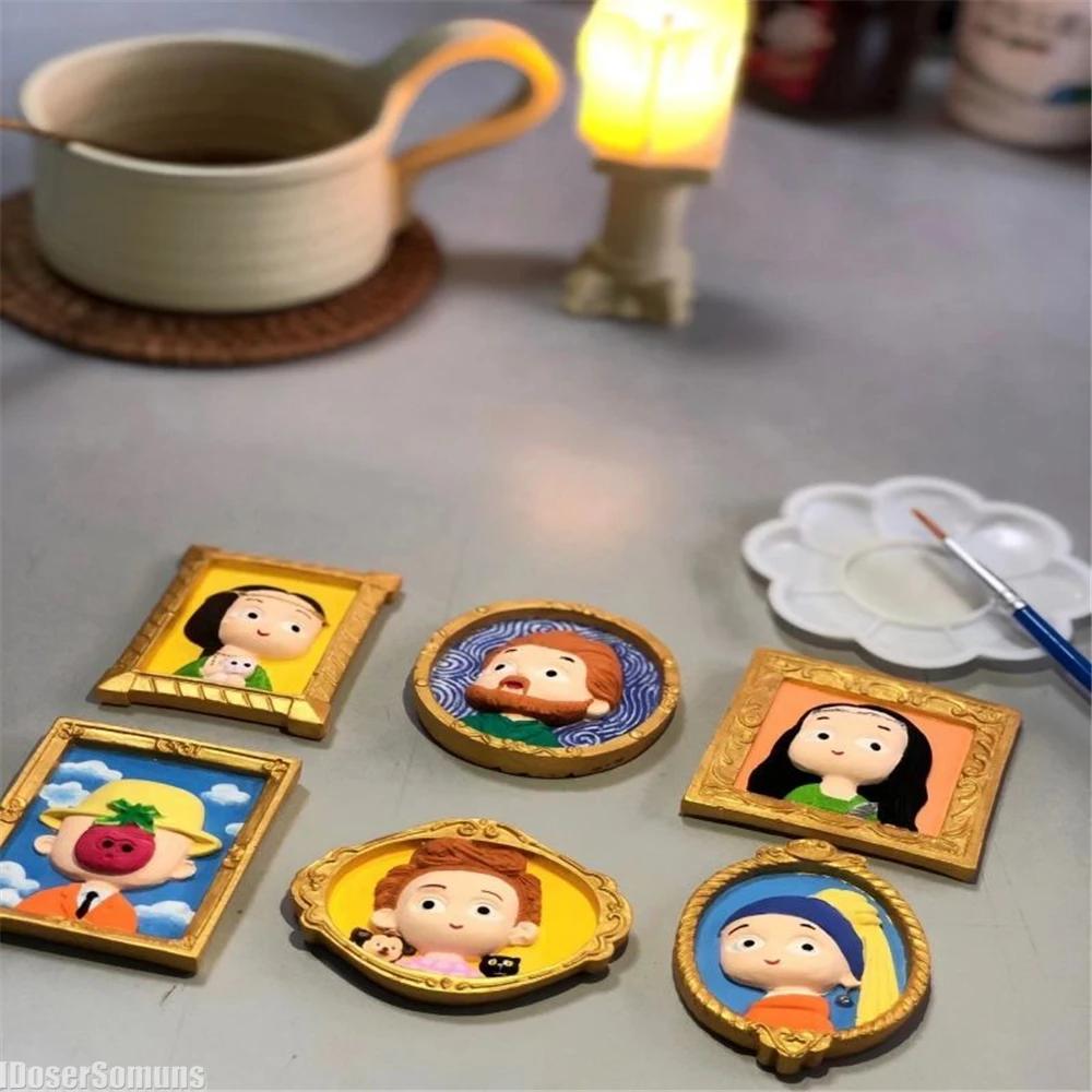 6 шт. DIY Ван Гог Мона Лиза магнит на холодильник мультфильм известная картина магнитная наклейка 3D смола украшение для дома милый