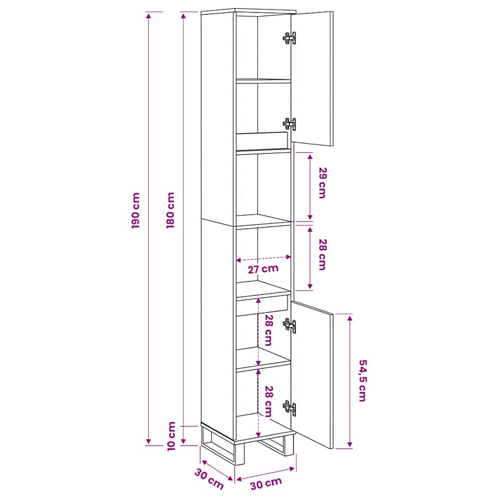 vidaXL Artisan Oak Bathroom Cabinet 30 x 30 x 190 cm Particleboard