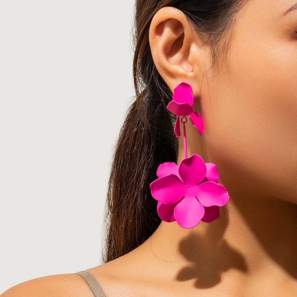 Металлические серьги-цветы с лепестками, серьги с дофамином, украшения, модные длинные серьги-подвески, вечеринка