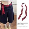 Retro Red Polka Dot Silk Scarf Belt - Korean Style Thin Waistband for Women