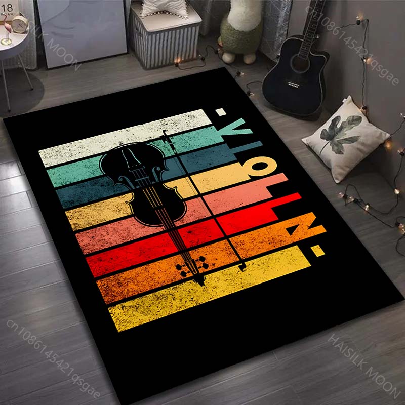 Music Life Musical Instruments Print Carpet for Living Room Bedroom Sofa Doormat Decor Area Rug Non-slip Floor Mat for Gifts