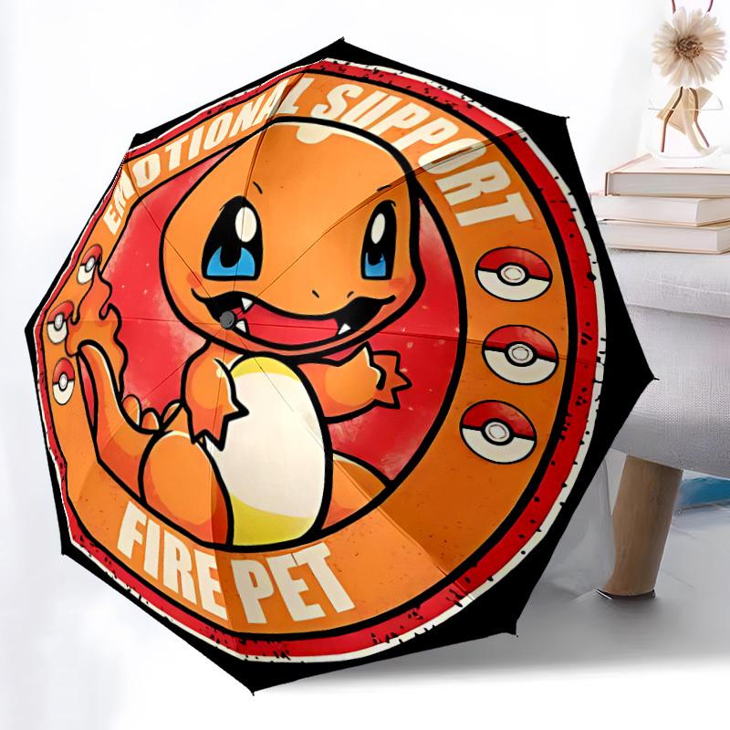 1 шт. Зонт-автомат Pokemon Charmander - Компактный дорожный зонт, идеально подходит для женщин и мужчин - Идеальный подарок на день рождения/Рождество, 175