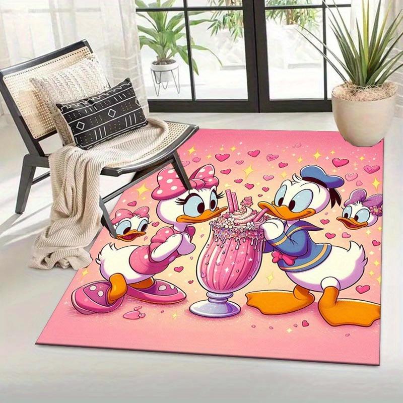 1pc Daisy and Mickey Mouse Pattern Area Rug Soft Flannel Floor Mat for Living Room, Office, Bedroom, Outdoor and Camping, Sofa Coffee Table