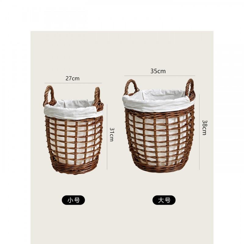 Wicker Laundry Basket With Handles Natural Dirty Clothes Hamper Bathroom Bedroom Room Storage